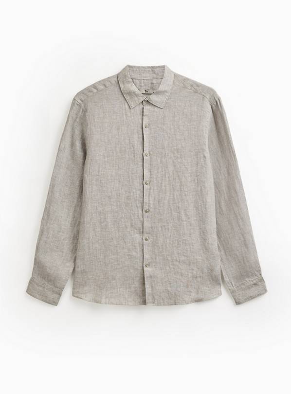 Light Green Pure Linen Long Sleeve Shirt S